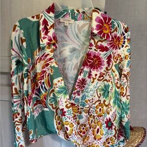 Haute Hippie Multicolor Floral Blouse